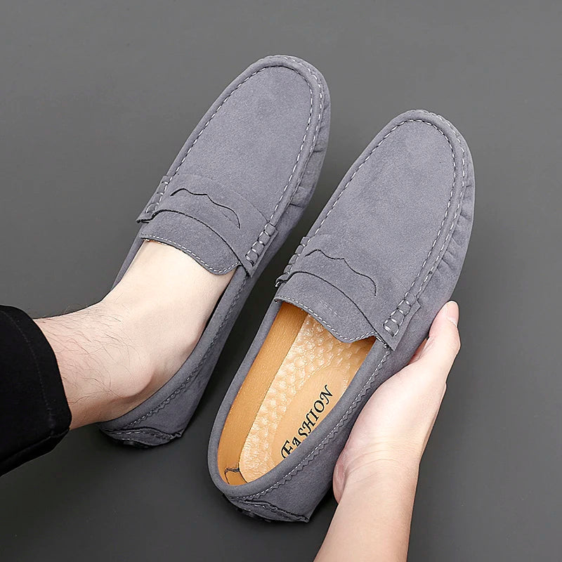 Anthony | Navy Suede Boat Loafers