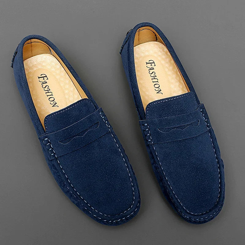 Anthony | Navy Suede Boat Loafers