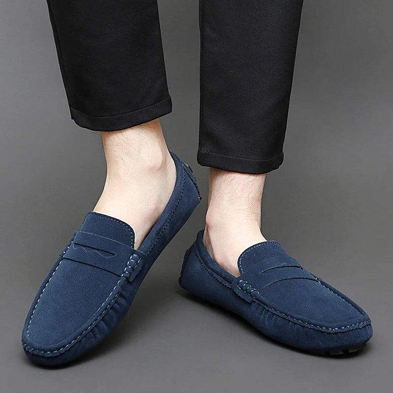 Anthony | Navy Suede Boat Loafers