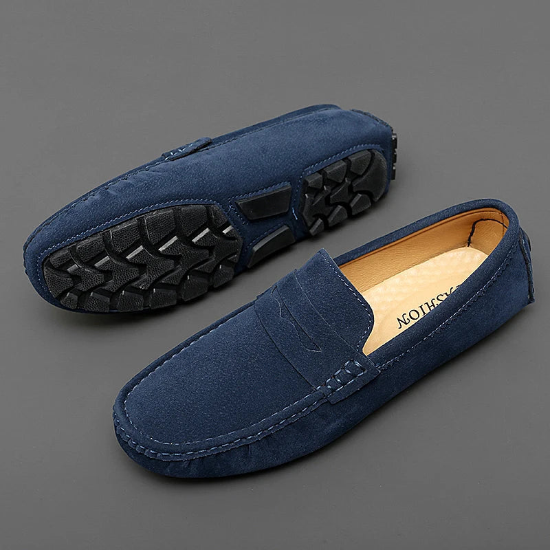 Anthony | Navy Suede Boat Loafers