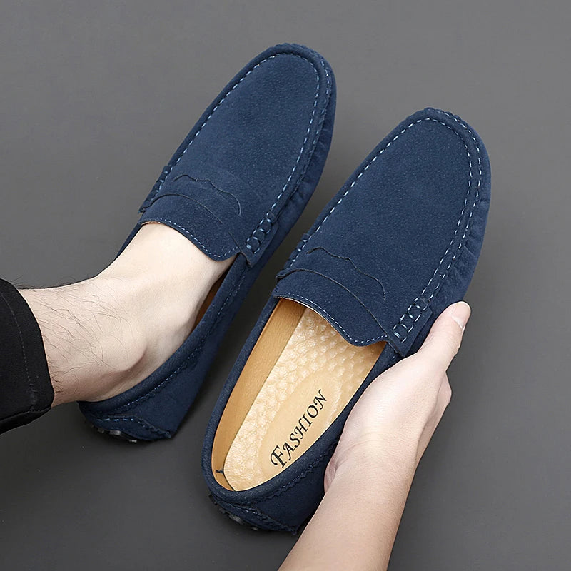 Anthony | Navy Suede Boat Loafers