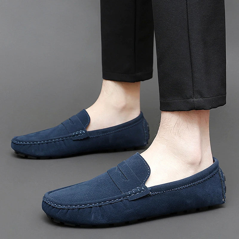 Anthony | Navy Suede Boat Loafers