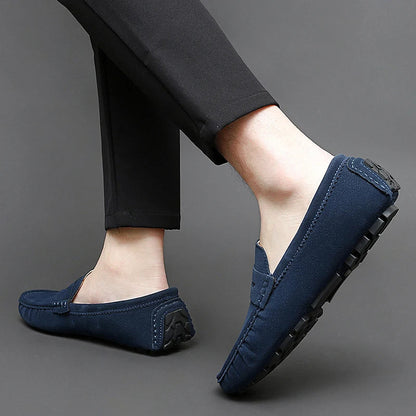 Anthony | Navy Suede Boat Loafers