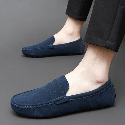 Anthony | Navy Suede Boat Loafers