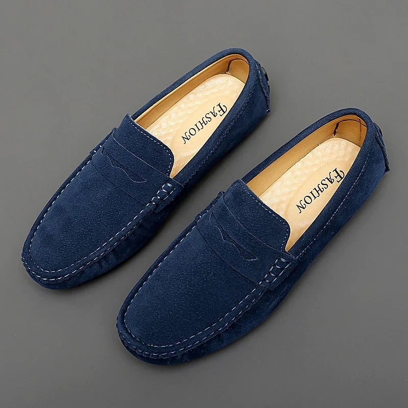 Anthony | Navy Suede Boat Loafers