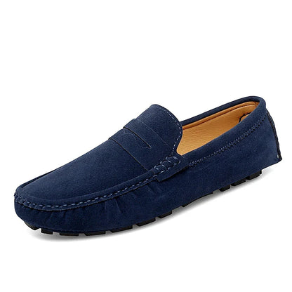 Anthony | Navy Suede Boat Loafers