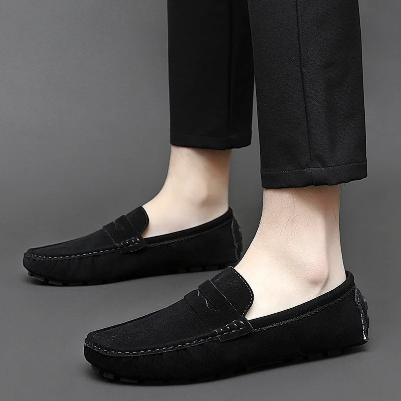 Anthony | Navy Suede Boat Loafers