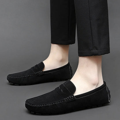 Anthony | Navy Suede Boat Loafers