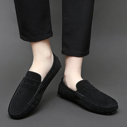 Anthony | Navy Suede Boat Loafers