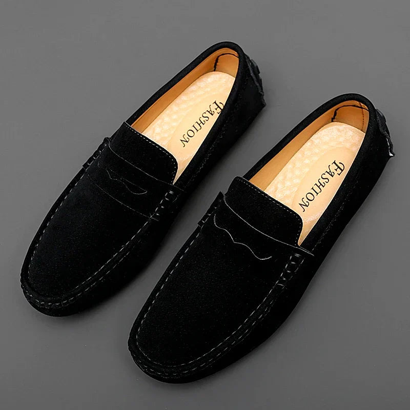 Anthony | Navy Suede Boat Loafers