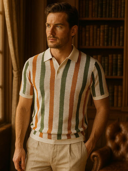 Sonny | Striped Open-Collar Knit Polo