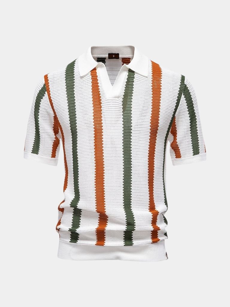 Sonny | Striped Open-Collar Knit Polo