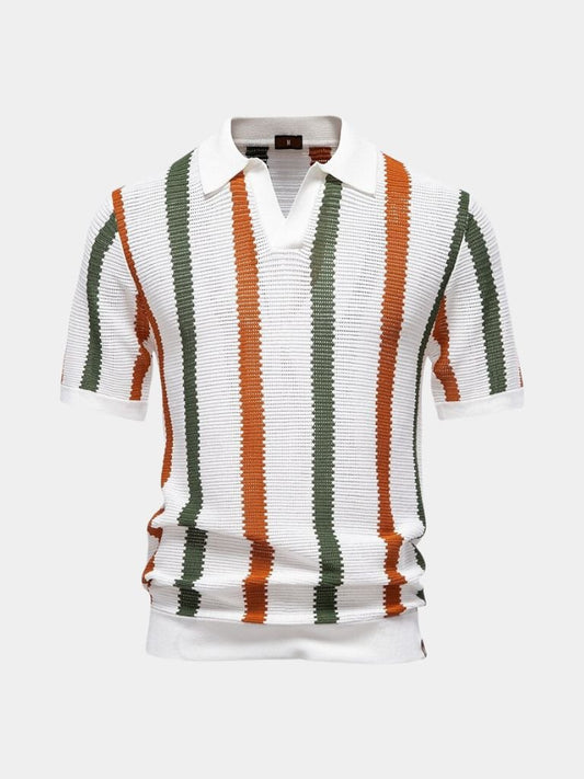 Sonny | Striped Open-Collar Knit Polo