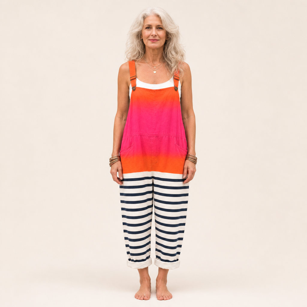 Simone | Sunset Ombre Stripe Dungarees