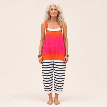 Simone | Sunset Ombre Stripe Dungarees