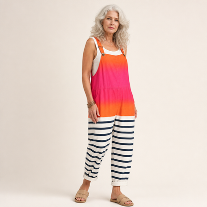 Simone | Sunset Ombre Stripe Dungarees