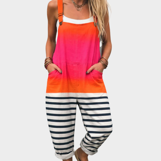 Simone | Sunset Ombre Stripe Dungarees