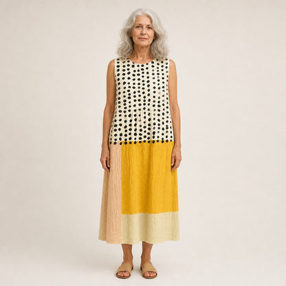 Shelley | Polka Dot Colour Block Sleeveless Midi Dress