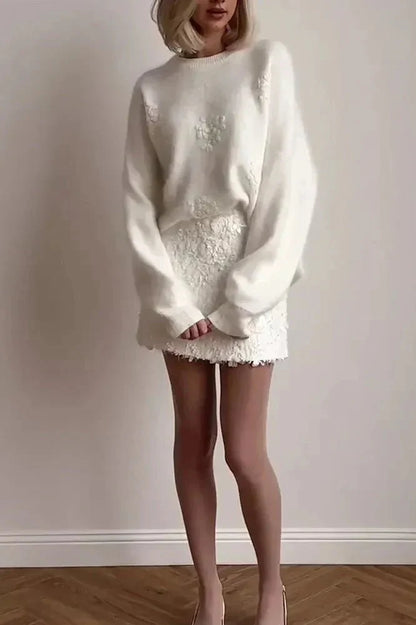 Tania | Ivory Floral Appliqué Jumper