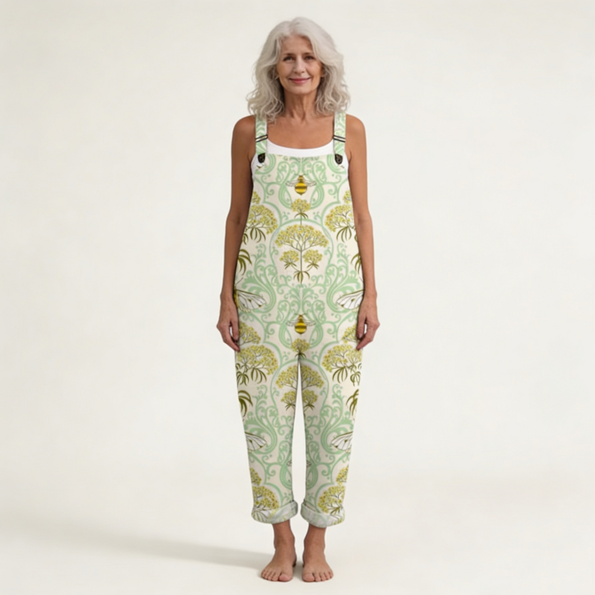 Vera | Botanical Bee Print Dungarees