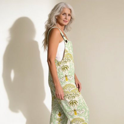 Vera | Botanical Bee Print Dungarees