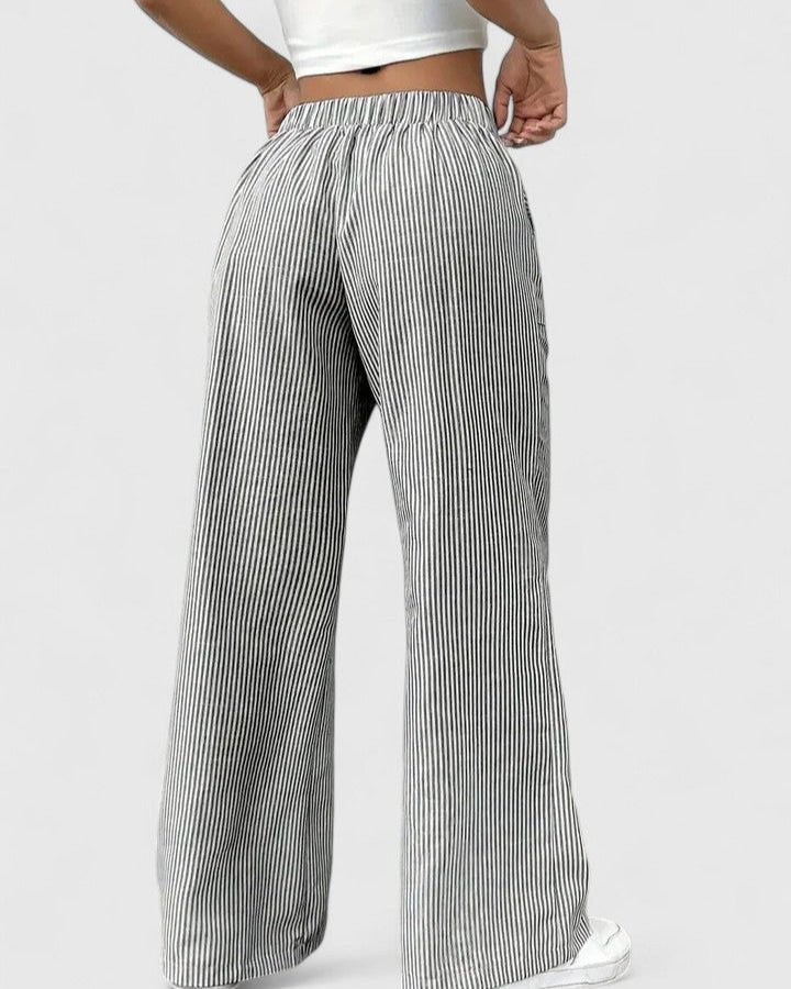 Tanya | Blue Striped Wide-Leg Trousers