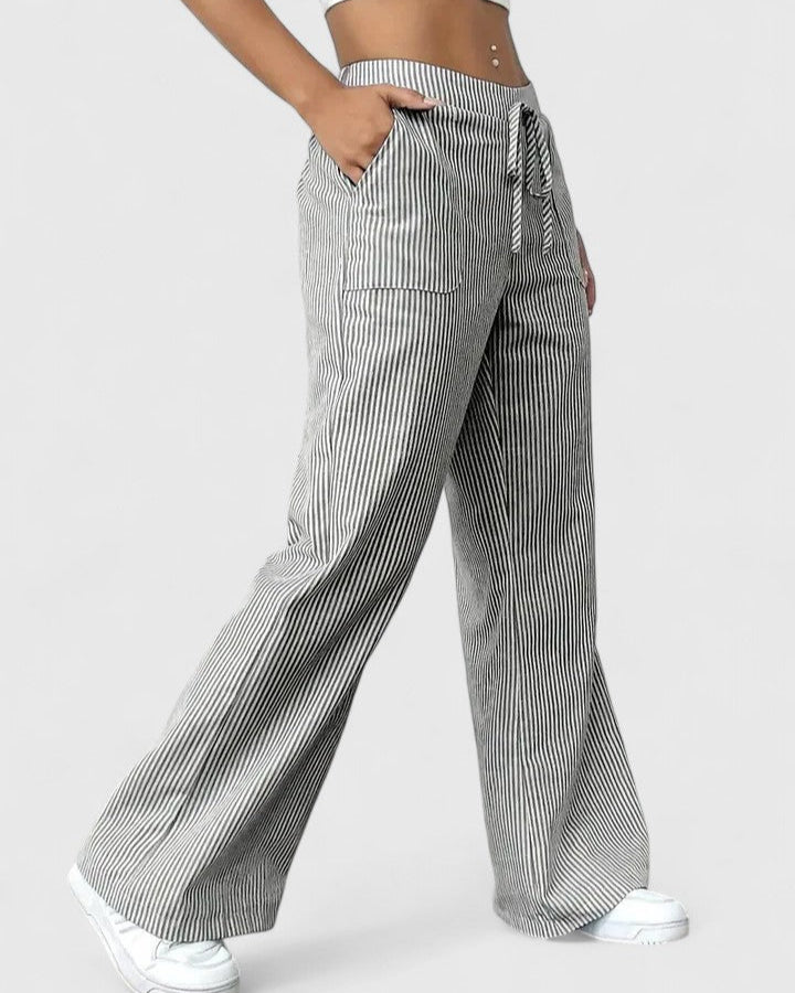 Tanya | Blue Striped Wide-Leg Trousers