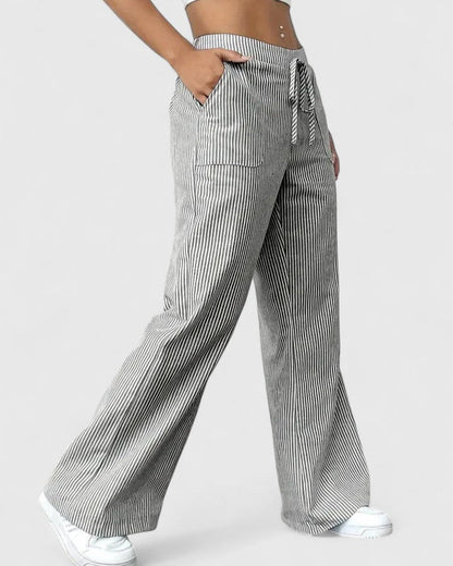 Tanya | Blue Striped Wide-Leg Trousers