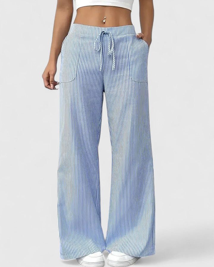 Tanya | Blue Striped Wide-Leg Trousers