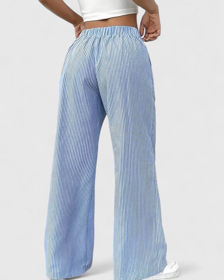 Tanya | Blue Striped Wide-Leg Trousers