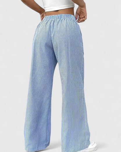 Tanya | Blue Striped Wide-Leg Trousers