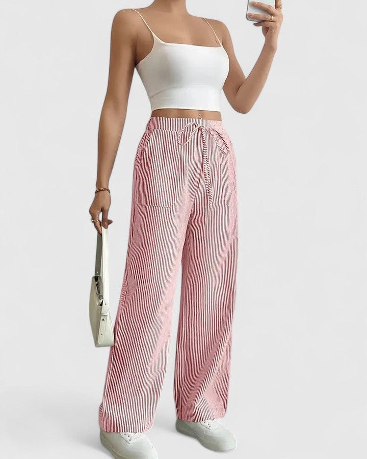Tanya | Blue Striped Wide-Leg Trousers