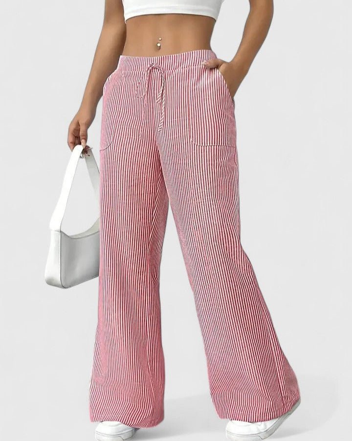 Tanya | Blue Striped Wide-Leg Trousers