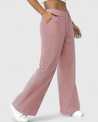 Tanya | Blue Striped Wide-Leg Trousers