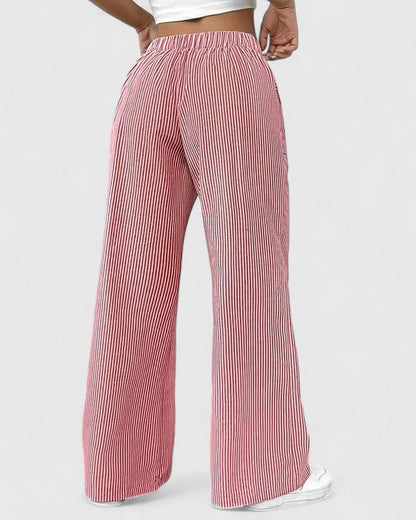 Tanya | Blue Striped Wide-Leg Trousers
