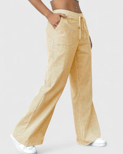 Tanya | Blue Striped Wide-Leg Trousers