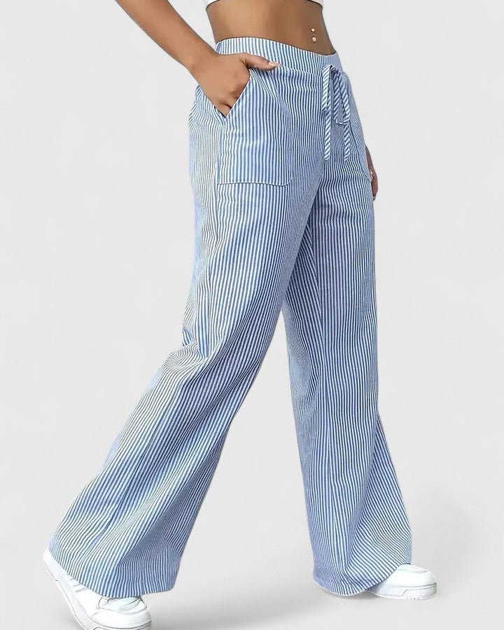 Tanya | Blue Striped Wide-Leg Trousers
