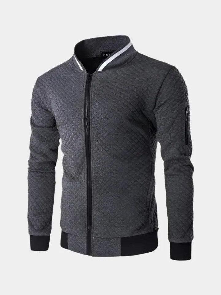 Theo | Navy Textured Bomber Jacket