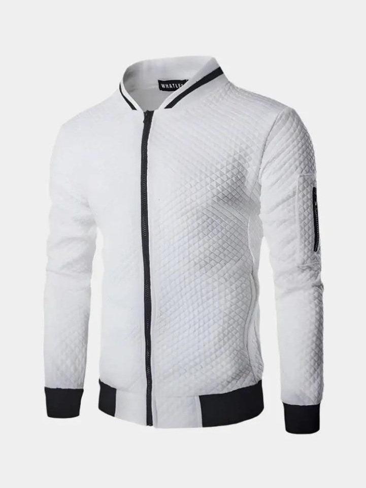 Theo | Navy Textured Bomber Jacket