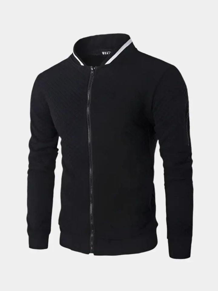 Theo | Navy Textured Bomber Jacket
