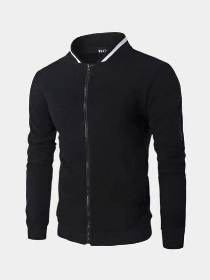 Theo | Navy Textured Bomber Jacket