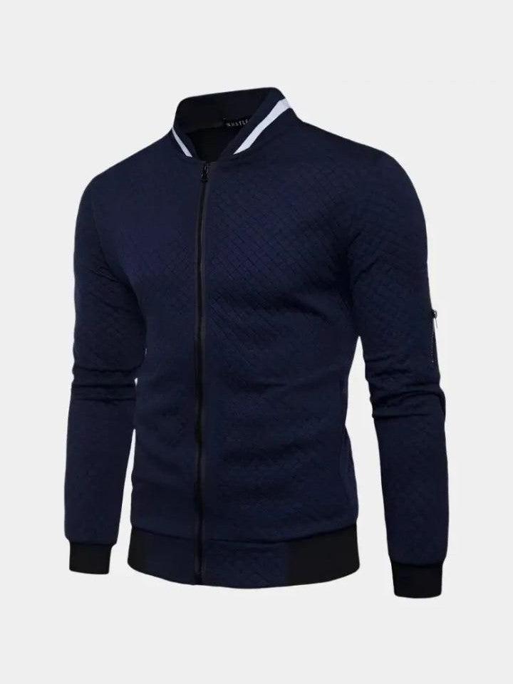 Theo | Navy Textured Bomber Jacket