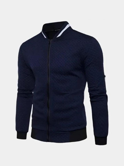 Theo | Navy Textured Bomber Jacket