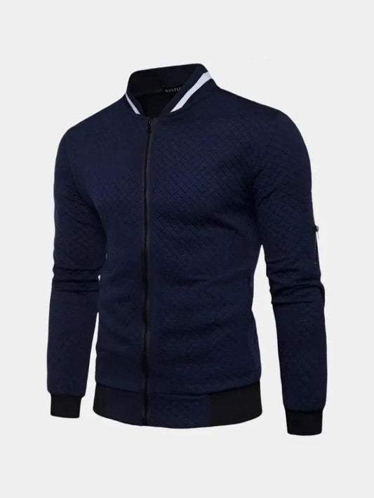Theo | Navy Textured Bomber Jacket