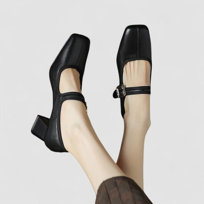 Thea | Black Pointed Mary Jane Shoes