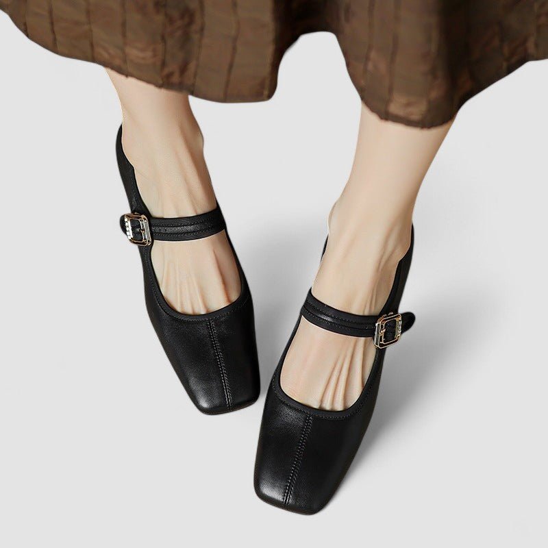 Thea | Black Pointed Mary Jane Shoes