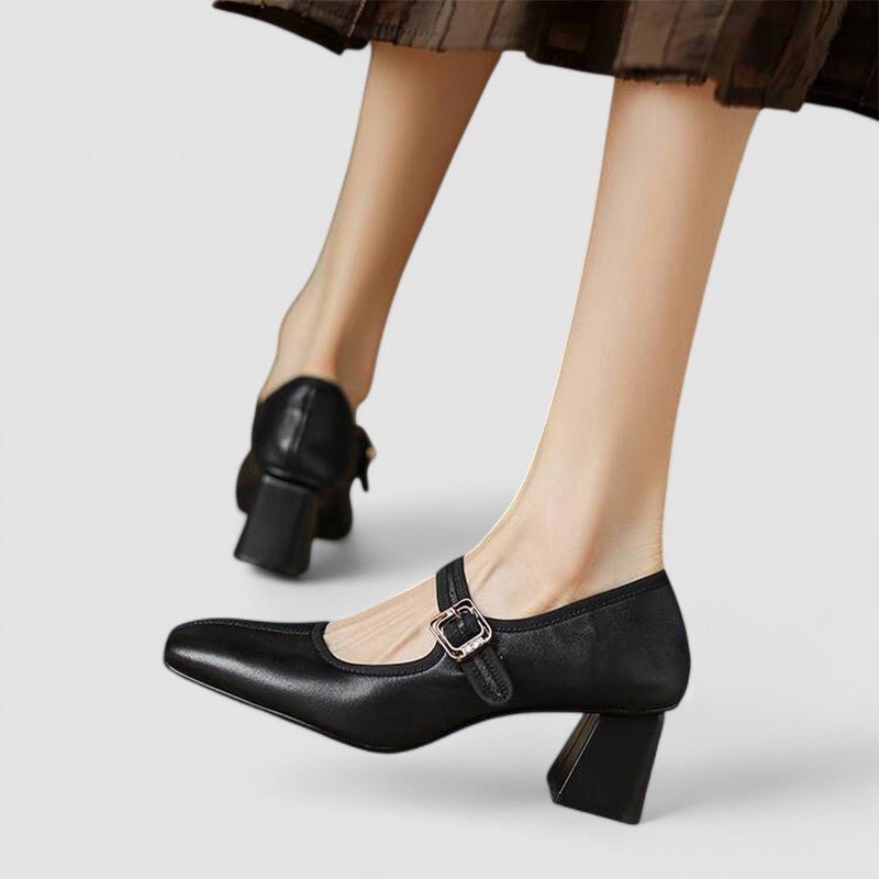 Thea | Black Pointed Mary Jane Shoes