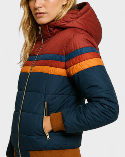 Thea | Striped Waterproof Puffer Jacket