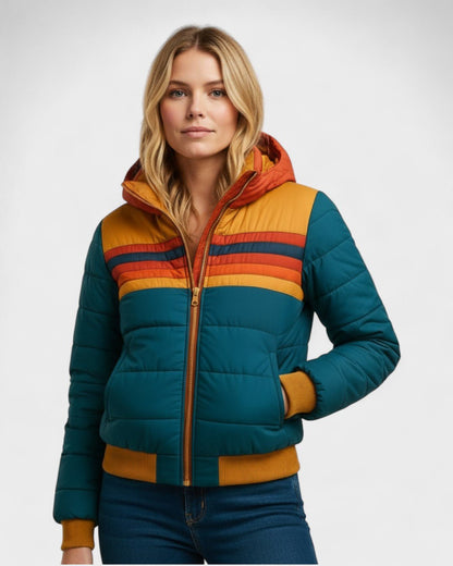 Thea | Striped Waterproof Puffer Jacket