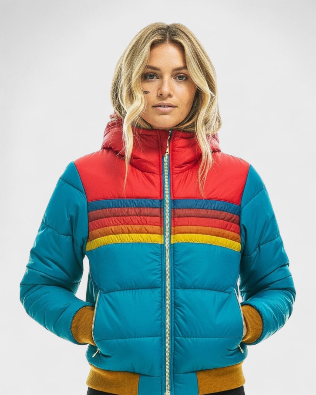 Thea | Striped Waterproof Puffer Jacket